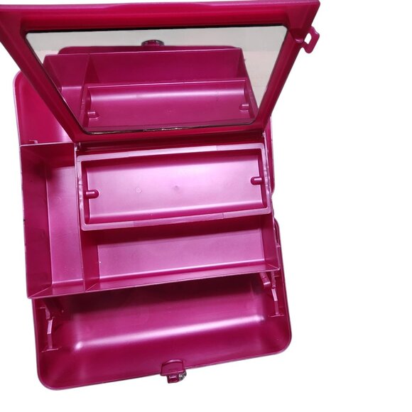 Caboodles‎ Hot Pink Plastic Makeup Box Mirror Organizer For Cosmetics & Jewelry - Picture 2 of 8